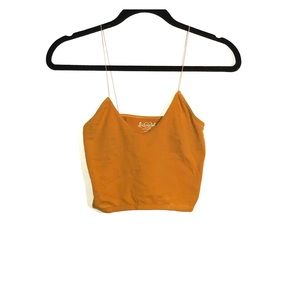 Free people mustard ylw/wht strap spandex crop
